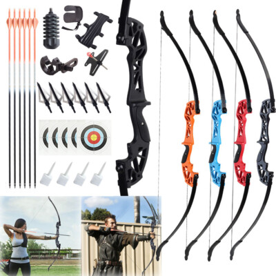 Archery 58 Hunting Takedown Recurve Bow 50lb Wooden Riser Longbow