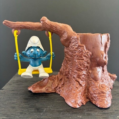 Smurfs 53040 Swing Tree Stump Pen Pencil Holder Playset Vtg Schleich Peyo '80s