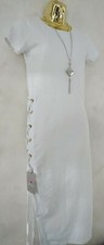 NEW STYLE VOGA WHITE SEXY MIDI LADIES LACE UP DRESS SIZE 8 10 S/M EU 36/38