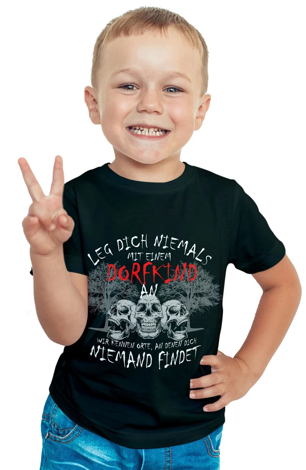 Leg dich nicht mit einem Dorfkind an Kinder T-Shirt Neu Fun Spruch Jungen Kids - Bild 1 von 1