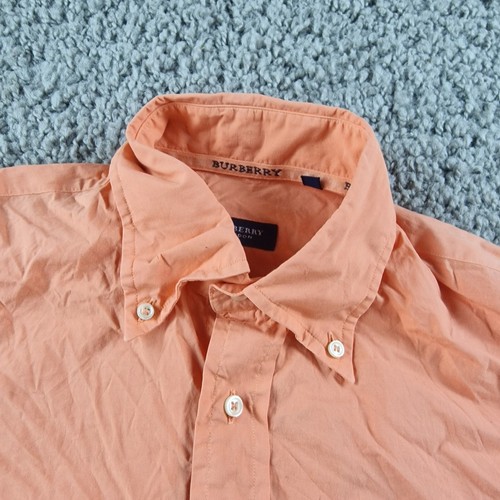 Burberry London Shirt Mens Medium Orange Long Sleeve Button Up - Picture 2 of 9