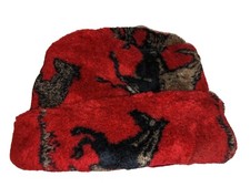 NEW Girls Red Plush Hat with Horse Design, One Size Fits All