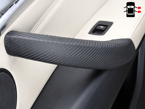 For BMW X5 X6 E70 2006-2013 Carbon Fiber Interior Door Handle Leather Pull Trim - Picture 5 of 8