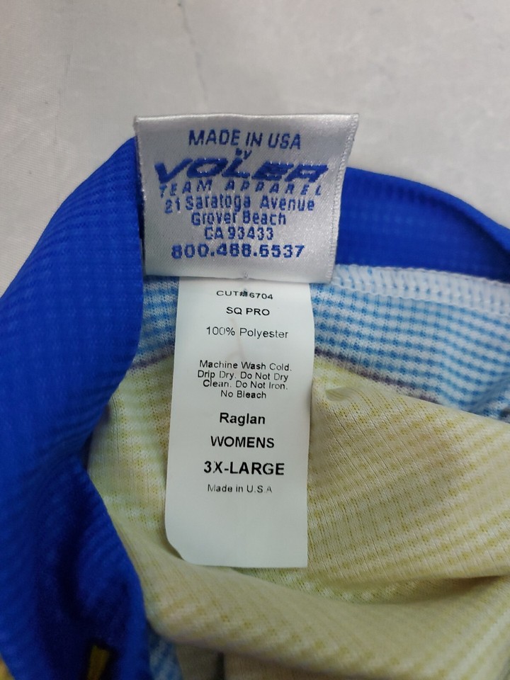 Voler Women's Size 3XL 3/4 Zip Cycling Jersey Made in USA Blue Yellow