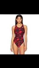 NWT TYR Mantova Maxfit One Piece Swimsuit Abstract Never Fades Red/Blk Size 24