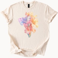Pastel Floral Tee Watercolor Flower Shirt Colorful Blossom Top