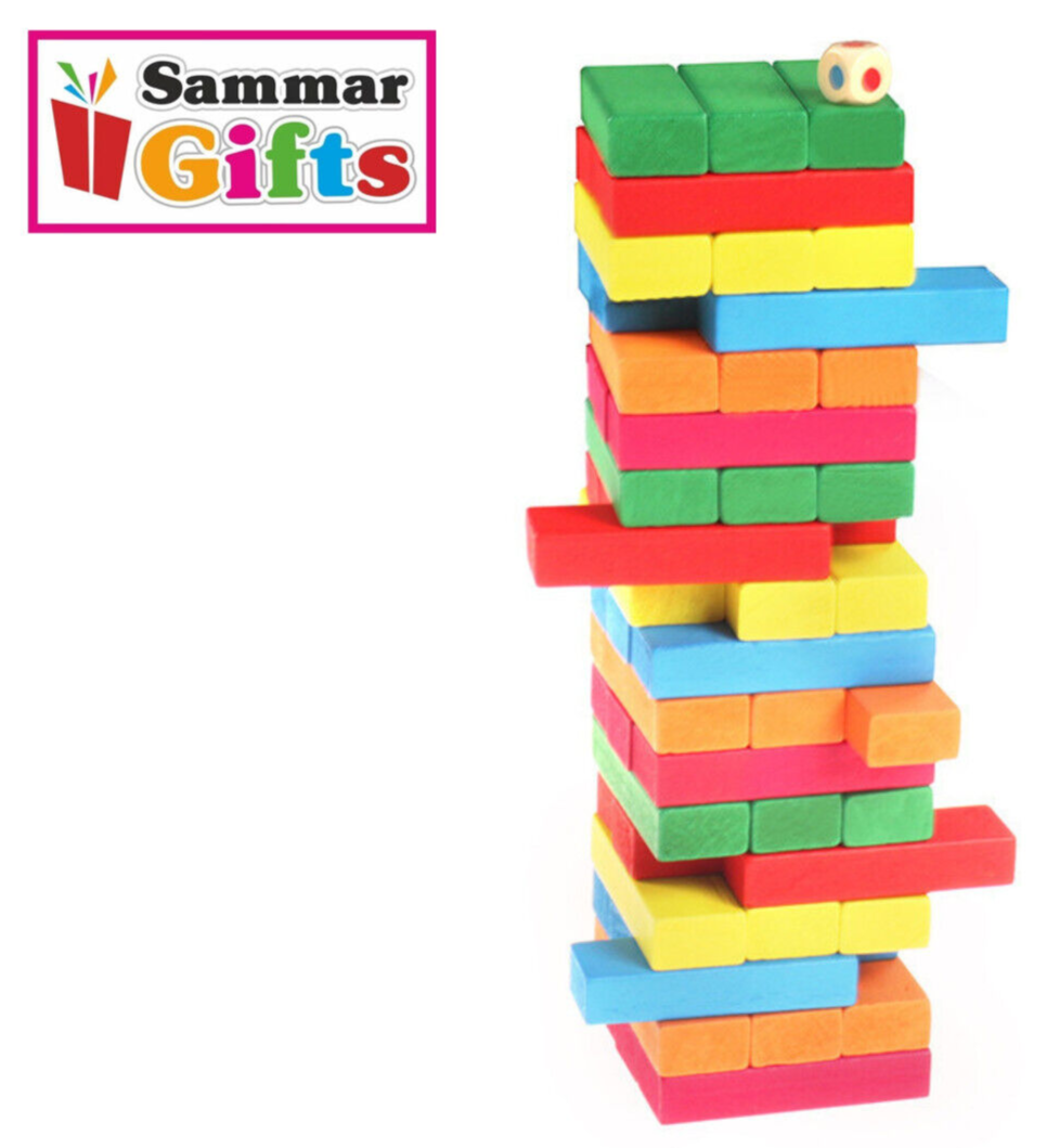 Tumbling Tower Wood Building Blocks Wooden Blocks Stacking Towering Fun