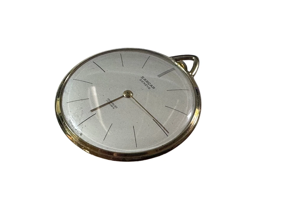 Reloj Bolsillo SARCAR Geneve Hecho en Suiza Fino Chapado en Oro Amarillo Foto 4 de 4