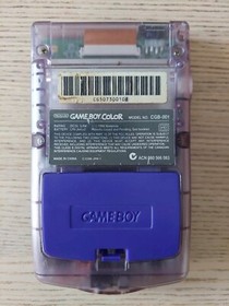 Nintendo Game Boy Color Clear Purple /W Game & Carry Case Good Condition Tested
