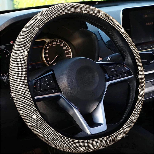 1PC Crystal Diamond Steering Wheel Cover Bling Glitter Interior Car Protector - Picture 15 of 16
