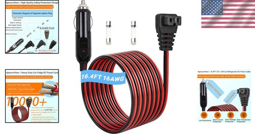 Car Refrigerator Power Cord DC 12V/24V Heavy Duty Car Cigarette Lighter for F... - Picture 2 of 9