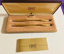 Vtg Cross Classic 10KT 1/20 Gold Filled Pen  Pencil Set in Case w/Booklet 1990 
