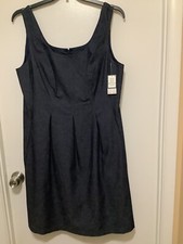 New Nine West Pleated Jean Dark Denim Sleeveless Dress, Size 18