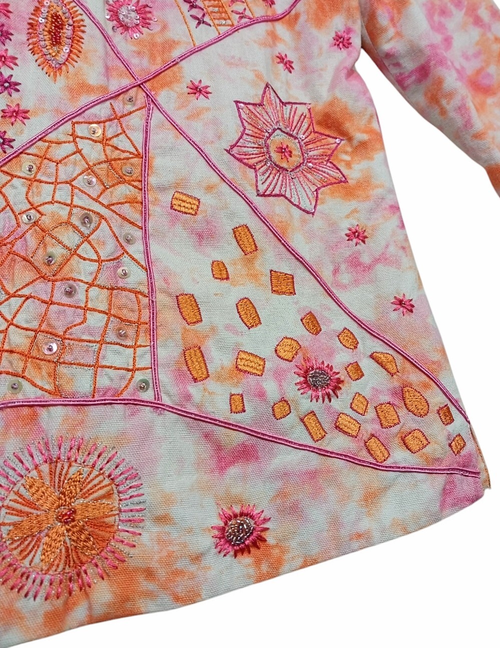 Patchington Jacket Embroidered Sequined Pink Tie … - image 5