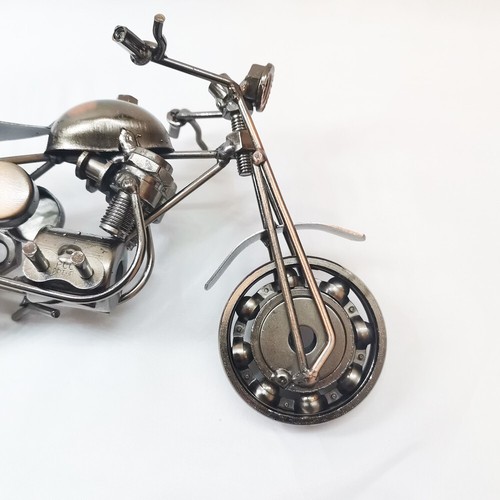 Vintage Handmade Metal Motorcycle Sculpture Iron Art Bike Model Home Bar Decor - Picture 22 of 24