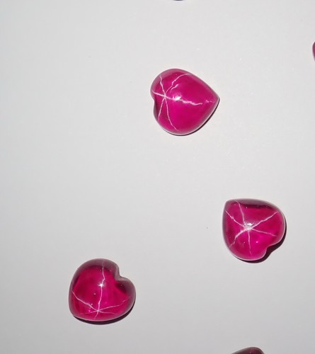Transparent Star Ruby Heart 10x10 mm Cabochon 6 Rayed Lab-created 5 pieces Lot - Picture 7 of 12