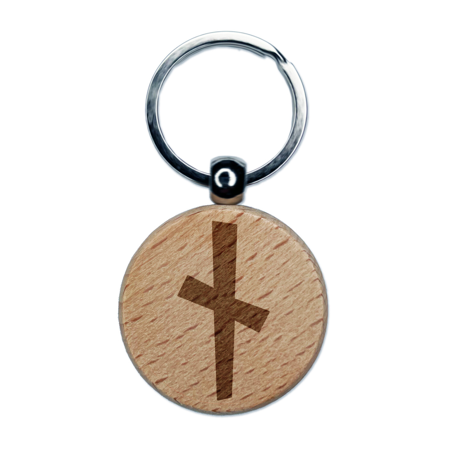 Norse Viking Dwarven Rune Letter N Engraved Wooden Keychain Charm