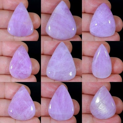 GORGEOUS NATURAL SILKY FIRE PINK KUNZITE PEAR CABOCHON GEMSTONE CB-