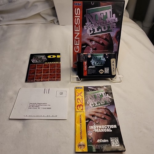 NFL Quarterback Club SEGA Genesis 32X COMPLETE Manual Poster Registration Card