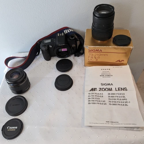 Canon Camera-EOS Rebel G-35mm w/ Canon Zoom EF 35-80mm Lens & Addl Sigma Lens