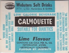 (LOA8) 1950-60 Australia Webster’s lime flavour low calorie label 