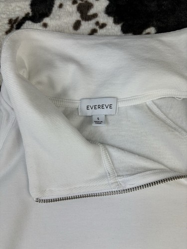 Evereve Selena Asymmetric Zip Neck Sweatshirt White Size Small - Picture 2 of 8