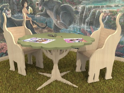 Jungle Kids Boys Girls Table Chairs Plans Pattern Cnc Laser