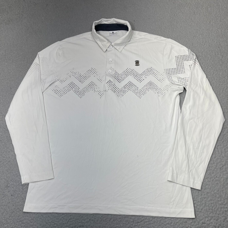 ☆W.ANGLE GOLF☆ワック韓国 メンズシャツ W.Angle Polo Shirt Mens Large 105 White Long Sleeve Korea