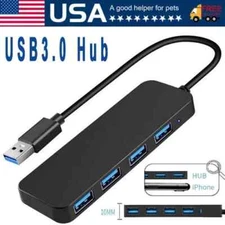 USB 3.0 Hub 4-Port USB Hub USB Splitter USB Expander for Laptops Flash Drive HDD