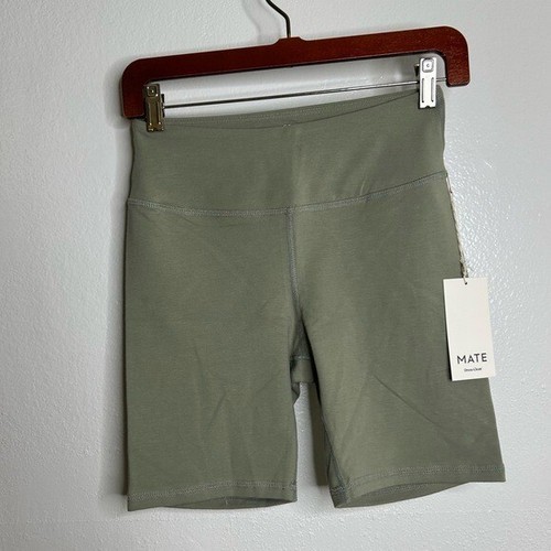 NWT MATE The Label Organic Cotton Stretch Biker Short Sage Green Size M