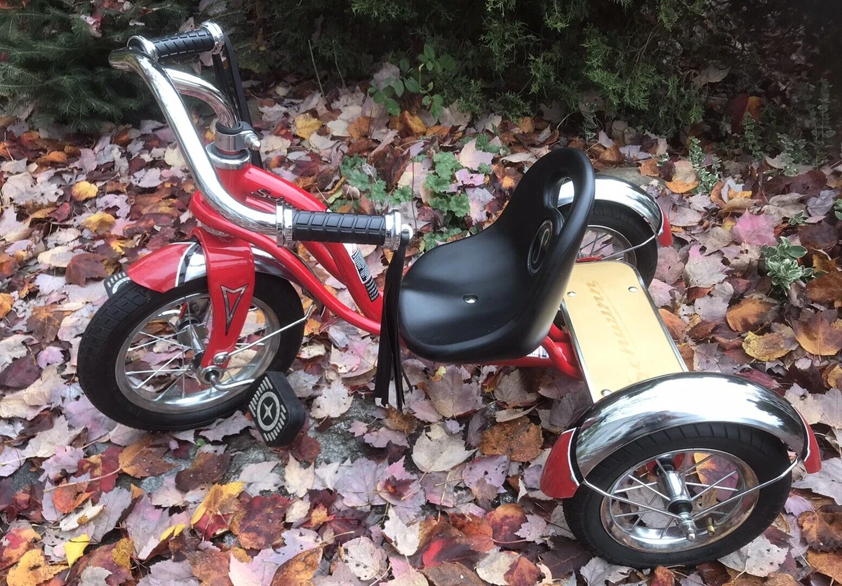 Schwinn Roadster Tricycle Red Chrome Fenders Child s LOCAL PICK UP ONLY