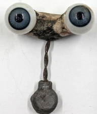 Vintage German Antique Hand Blown Rocker Glass Doll Eyes Blue Round BBI-11