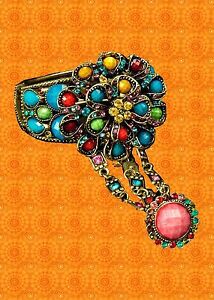 A320✪ Boho Hippie Armreifen Armspange Manolette Ring Flower-Power Blumenkinder