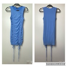 Fashion Nova Size Large Blue Ruched Sleeveless Knee-length Dress NWT summer  fun