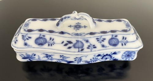 Soporte para cepillo de dientes de porcelana Meissen Blue Onion con tapa raro - Imagen 1 de 6