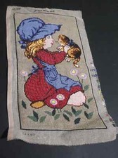 Diamant WOMAN GIRL CAT Flowers Needlepoint Tapestry Cross Stitch Canvas Greece 