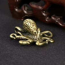 1pc Solid Brass Octopus Figurine, Vintage Col...