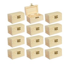 12 Pieces Small Wooden box Unfinished Wood Treasure Boxes with Lid for DIY Cr...