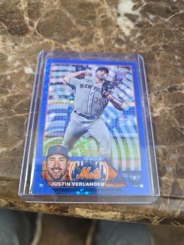 2023 Topps Chrome Justin Verlander #126 Blue Sonar 123 /125 New York Mets