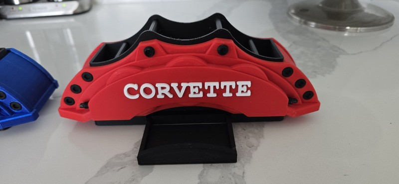 Corvette Brake Caliper Desk Organizer Red Blue Office Supply Holder