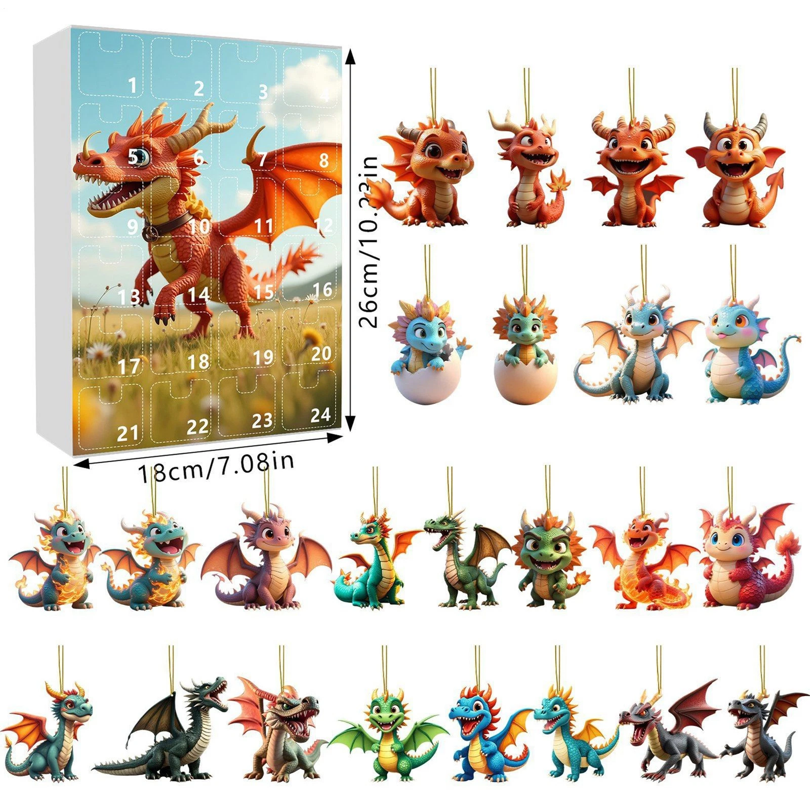 2025 Dinosaur 2D Acrylic Pendant Christmas Countdown Calendar Charm  Acrylic Advent