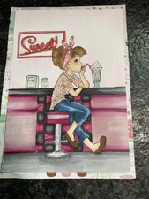 Handmade Greeting Card Vintage Diner Any Occasion Matching Envelope