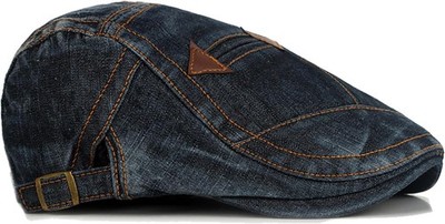 Adjustable Denim Newsboy Hat Men Women Flat Ivy Gatsby Cabbie Driving Beret