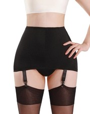 Stretchy Skirt-style 4 Straps Garter Belt,Flat Sewn Open Bottom Girdle Shapin...