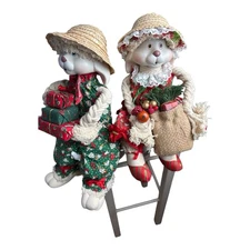 HOUSE OF LLOYD 1993 Christmas Floyd & Flossie Shelf Sitter Dolls With Boxes VTG