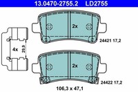 Neu - Ate 13.0470-2755.2 Bremsbelagsatz, Scheibenbremse FüR Chevrolet Opel Saab