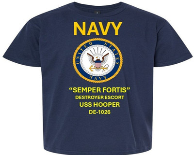 USS HOOPER  DE-1026* DESTROYER ESCORT*SHIRT NV*NAVY OFFICIALLY LICENSED
