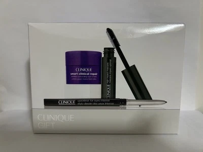 Clinique 3 pcs Makeup Travel Size Deluxe Samples Gift Set Purple/White Box
