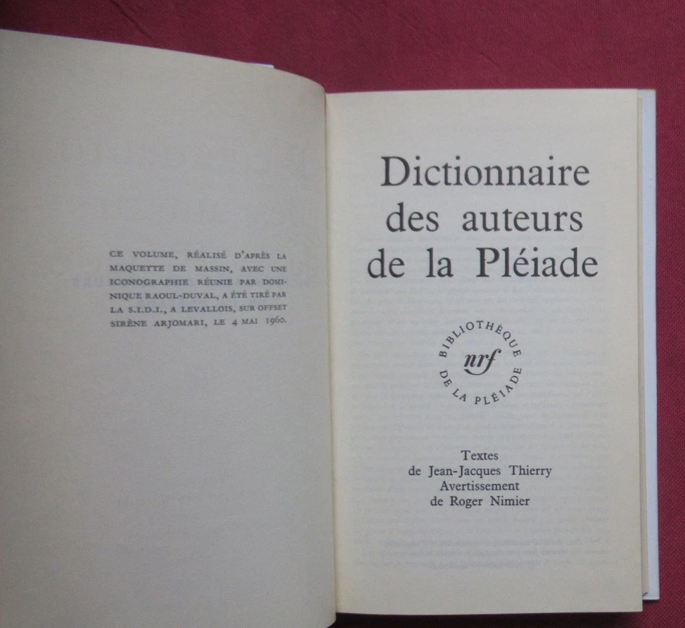 Album Dictionnaire des Auteurs de la Pléiade 1960 - Photo 3/4