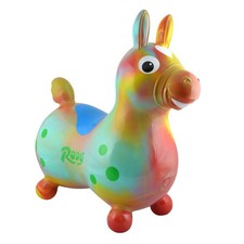 Rare Rody Vintage Bouncy Ride-On Horse Toy Tie-Dye Rainbow Italy 1984